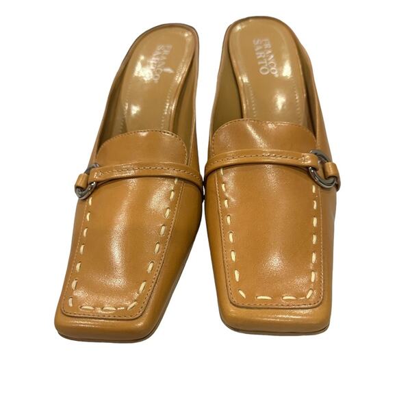 Franco Sarto camel mules Top stitching 3” block heel size 9 slip ons - Picture 8 of 9